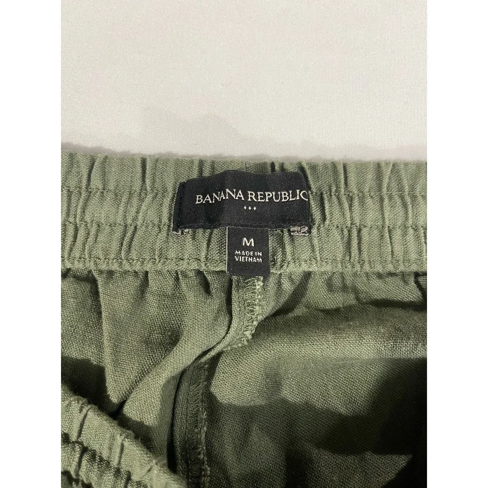 Banana Republic Women's Olive Green Linen Blend Cargo Drawstring Jogger Medium
